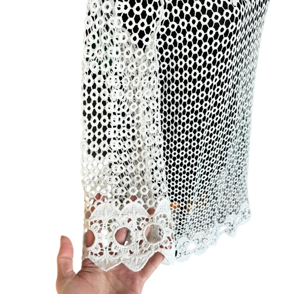 White Crochet Lace Bridal Tunic Bachelorette Beach Bride Honeymoon Cover Up S - Picture 3 of 8